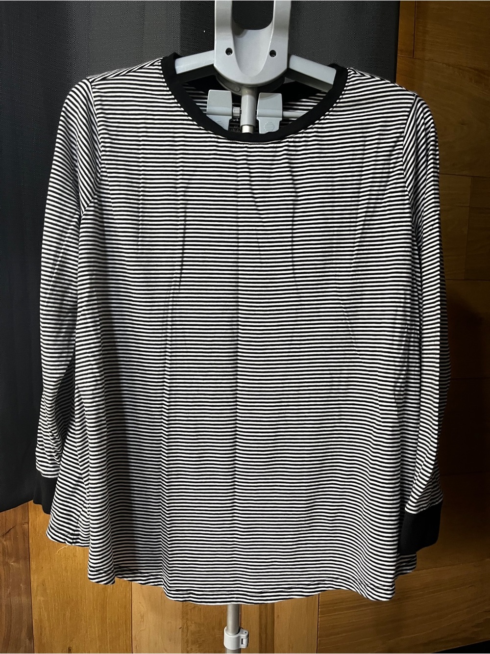 Terra & Sky Black and White Striped Long Sleeve Top